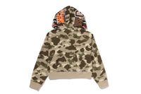 COLOR CAMO FUR SHARK CROPPED ZIP HOODIE LADIES