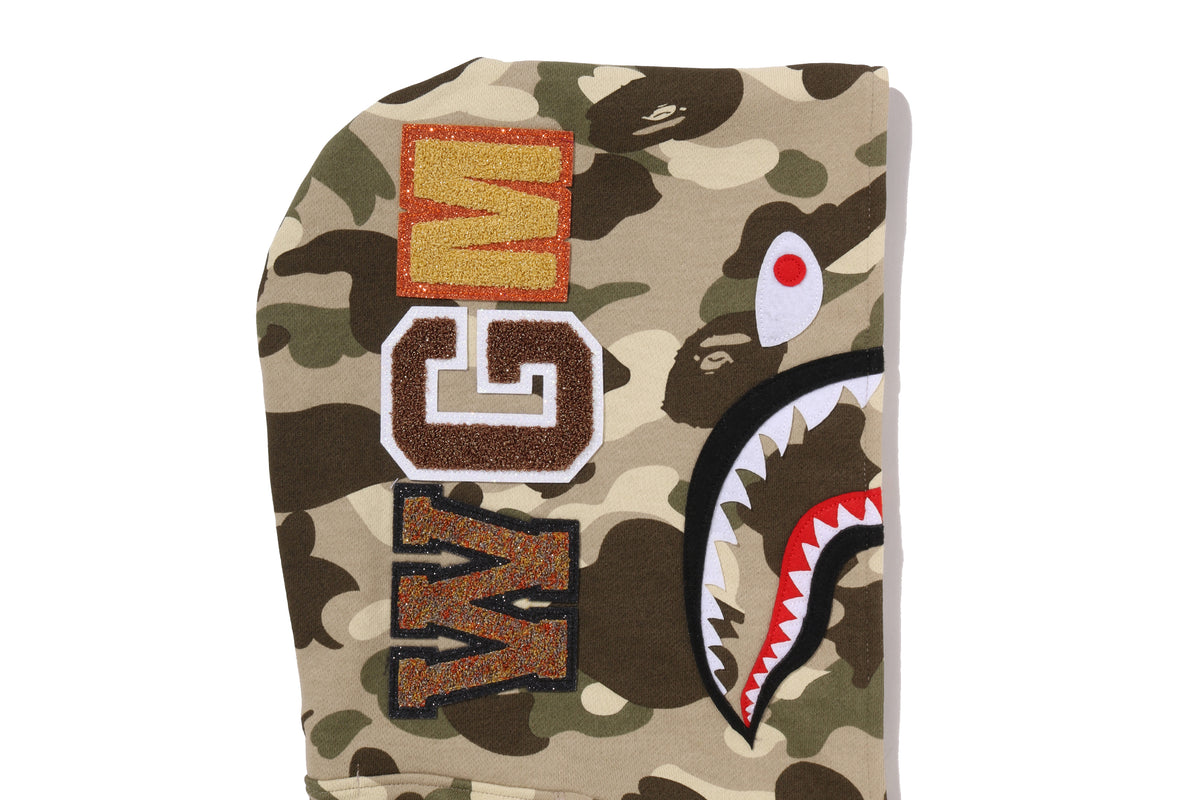 COLOR CAMO FUR SHARK CROPPED ZIP HOODIE LADIES