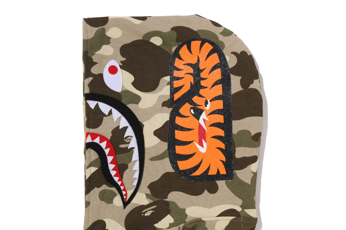 COLOR CAMO FUR SHARK CROPPED ZIP HOODIE LADIES