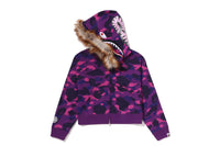 COLOR CAMO FUR SHARK CROPPED ZIP HOODIE LADIES