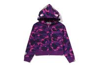 COLOR CAMO FUR SHARK CROPPED ZIP HOODIE LADIES