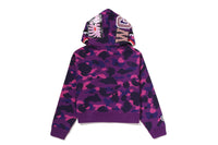 COLOR CAMO FUR SHARK CROPPED ZIP HOODIE LADIES