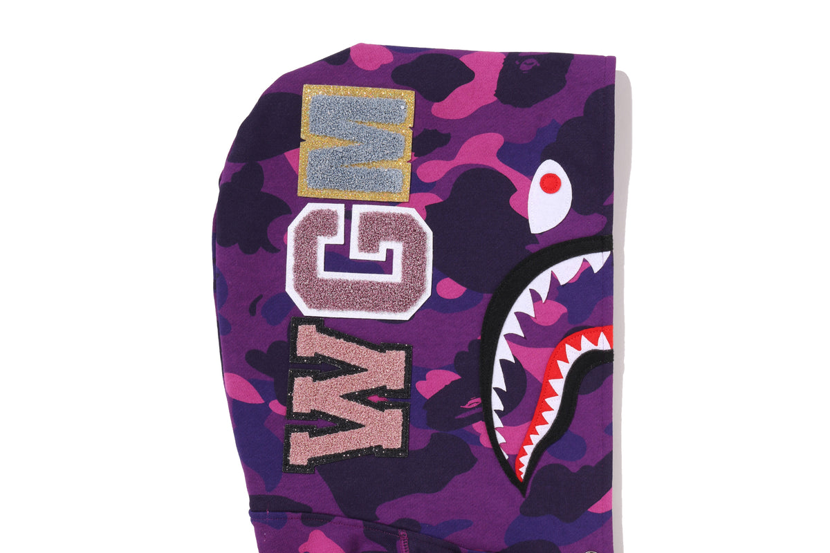 COLOR CAMO FUR SHARK CROPPED ZIP HOODIE LADIES