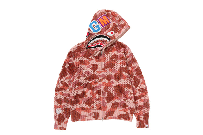 1ST CAMO CROCHET SHARK FULL ZIP HOODIE LADIES