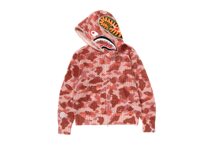 1ST CAMO CROCHET SHARK FULL ZIP HOODIE LADIES