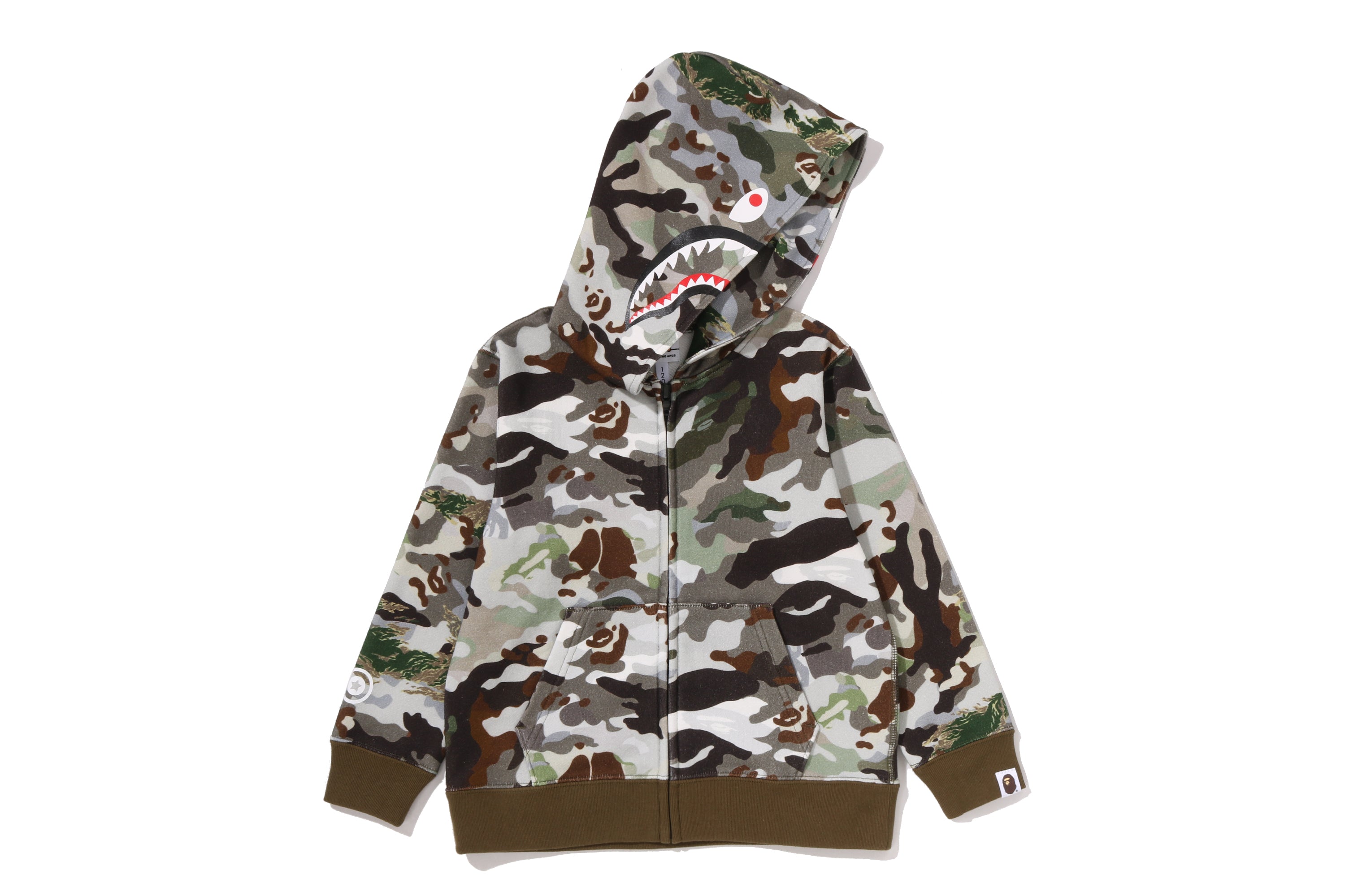HYBRID CAMO SHARK ZIP HOODIE KIDS – eu.bape.com