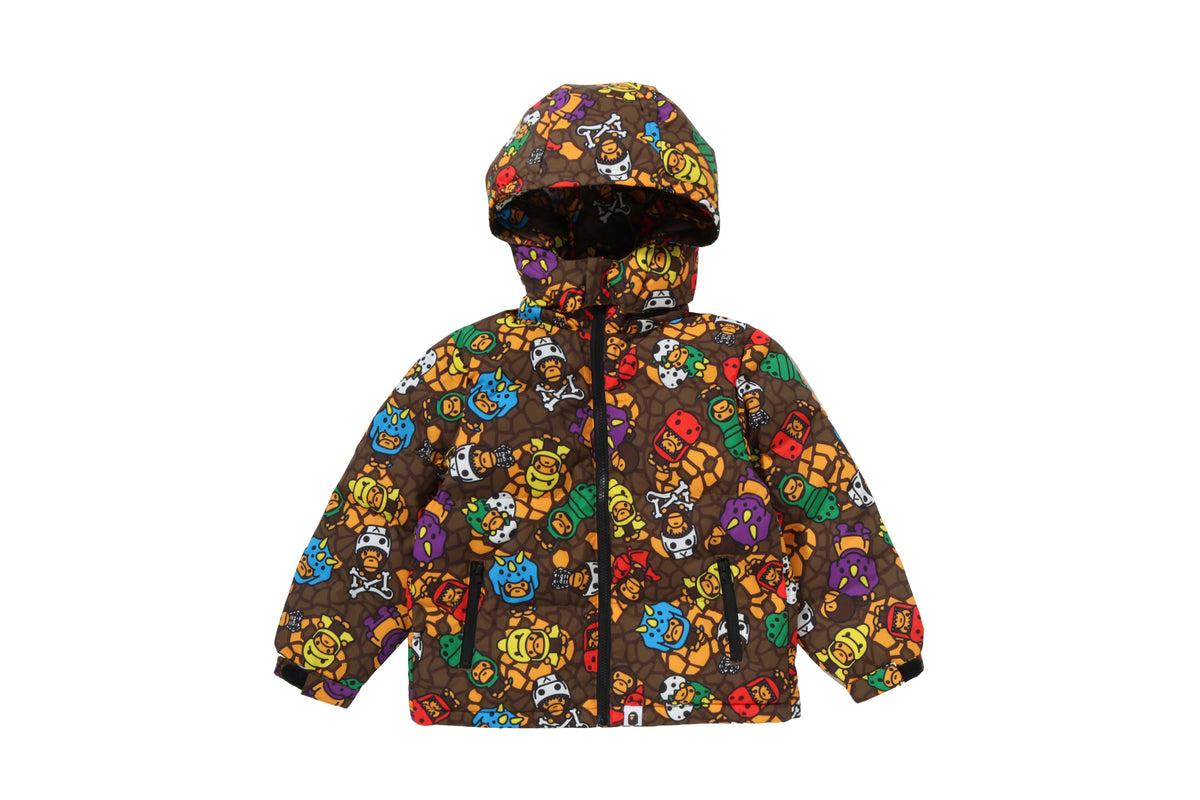 MILO MULTI DINOSAURS PATTERN ZIP HOODIE PADDED JACKET KIDS