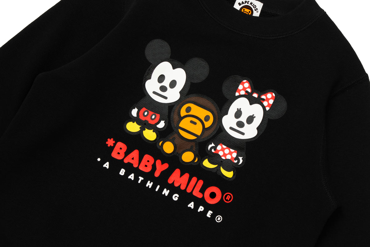 BAPE X DISNEY MICKEY MINNIE BABY MILO CREWNECK SWEATSHIRT KIDS