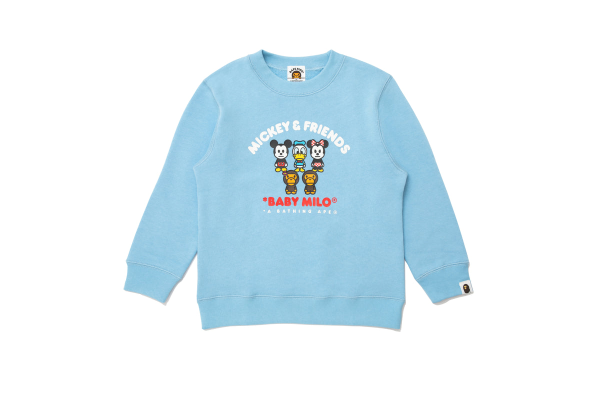 BAPE X DISNEY MICKEY & FRIENDS BABY MILO CREWNECK SWEATSHIRT KIDS