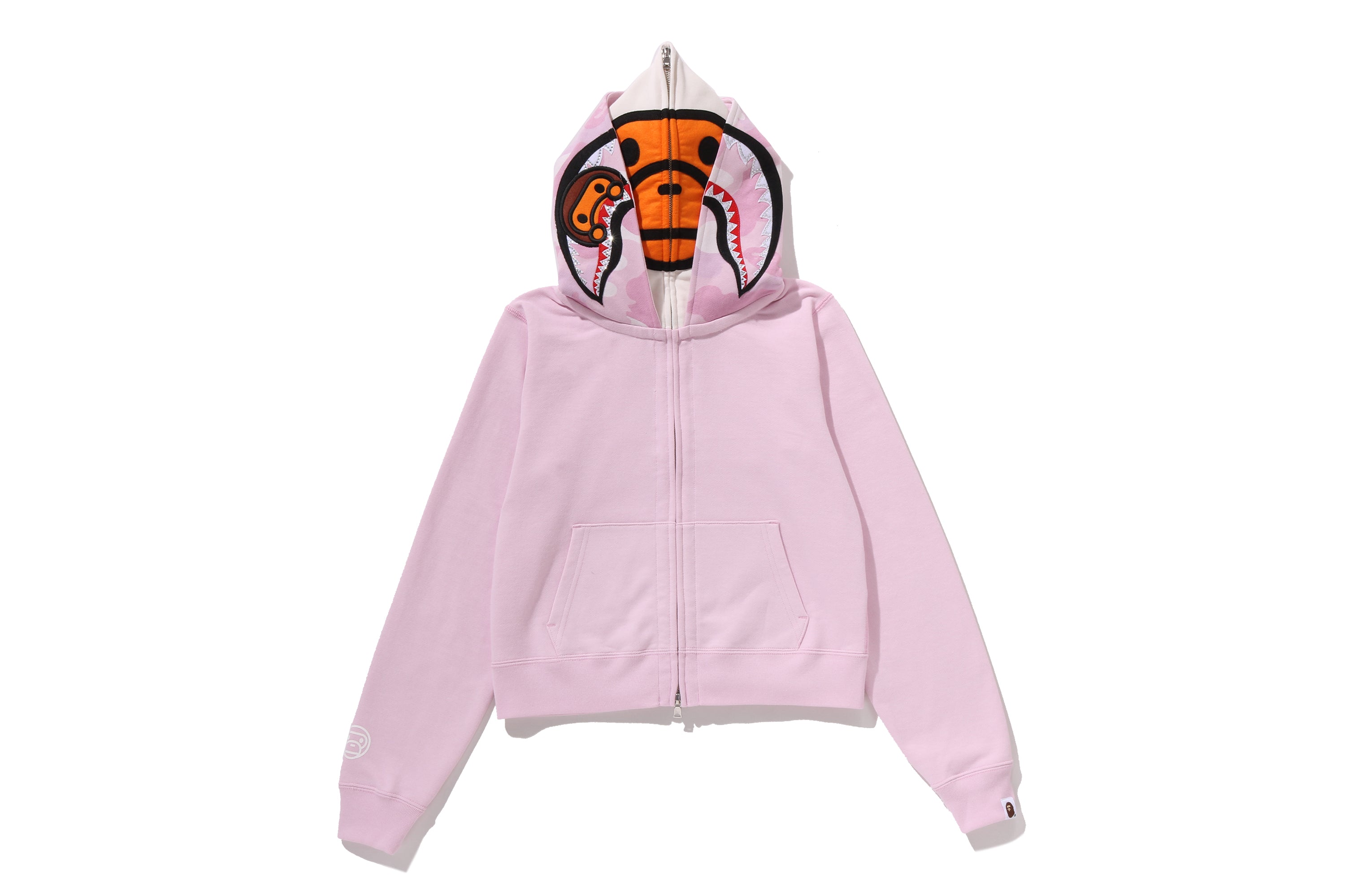Ape Milo パーカー PINK M22 MILO SHARK CROPPED FULL ZIP DOUBLE HOODIE LADIES – eu.bape.com