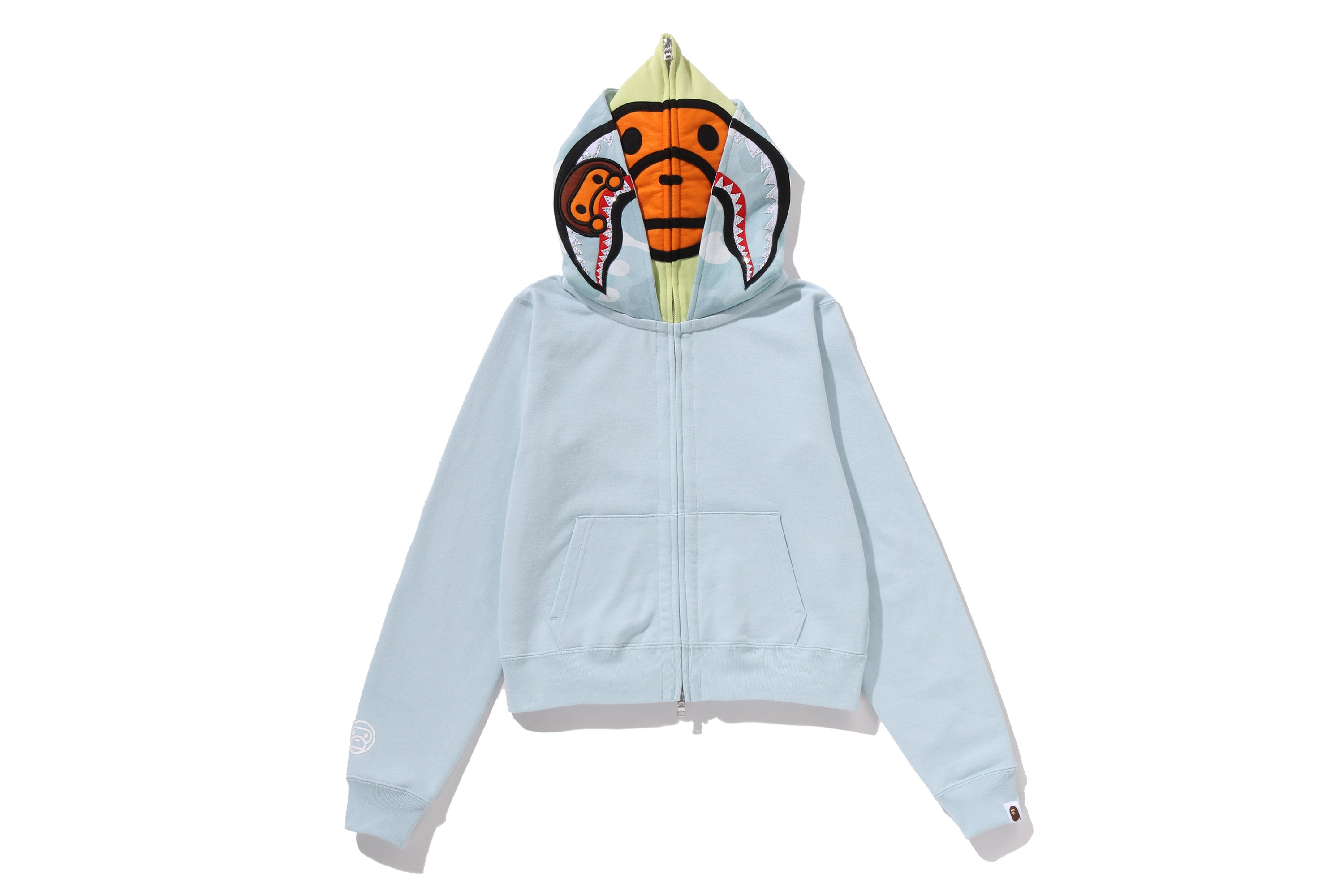 MILO SHARK CROPPED FULL ZIP DOUBLE HOODIE LADIES – eu.bape.com