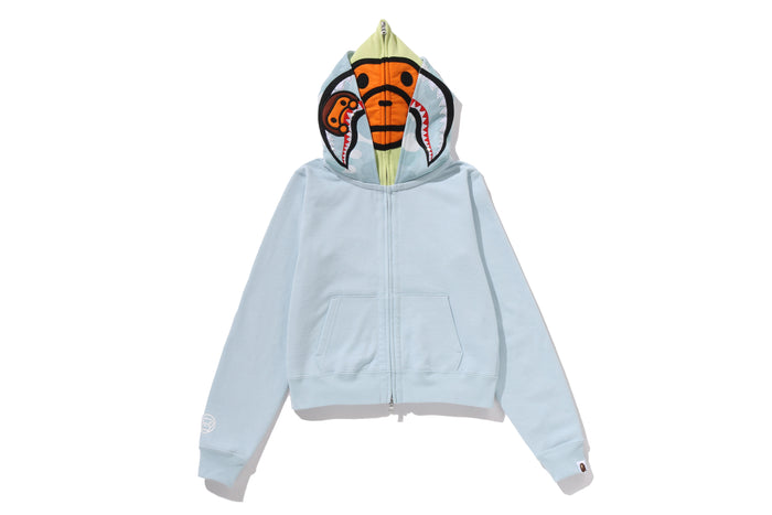MILO SHARK CROPPED FULL ZIP DOUBLE HOODIE LADIES