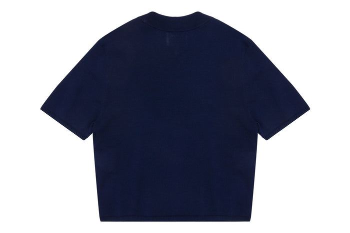 TOP IN MAGLIA A COLLO ALTO MANICHE CORTE