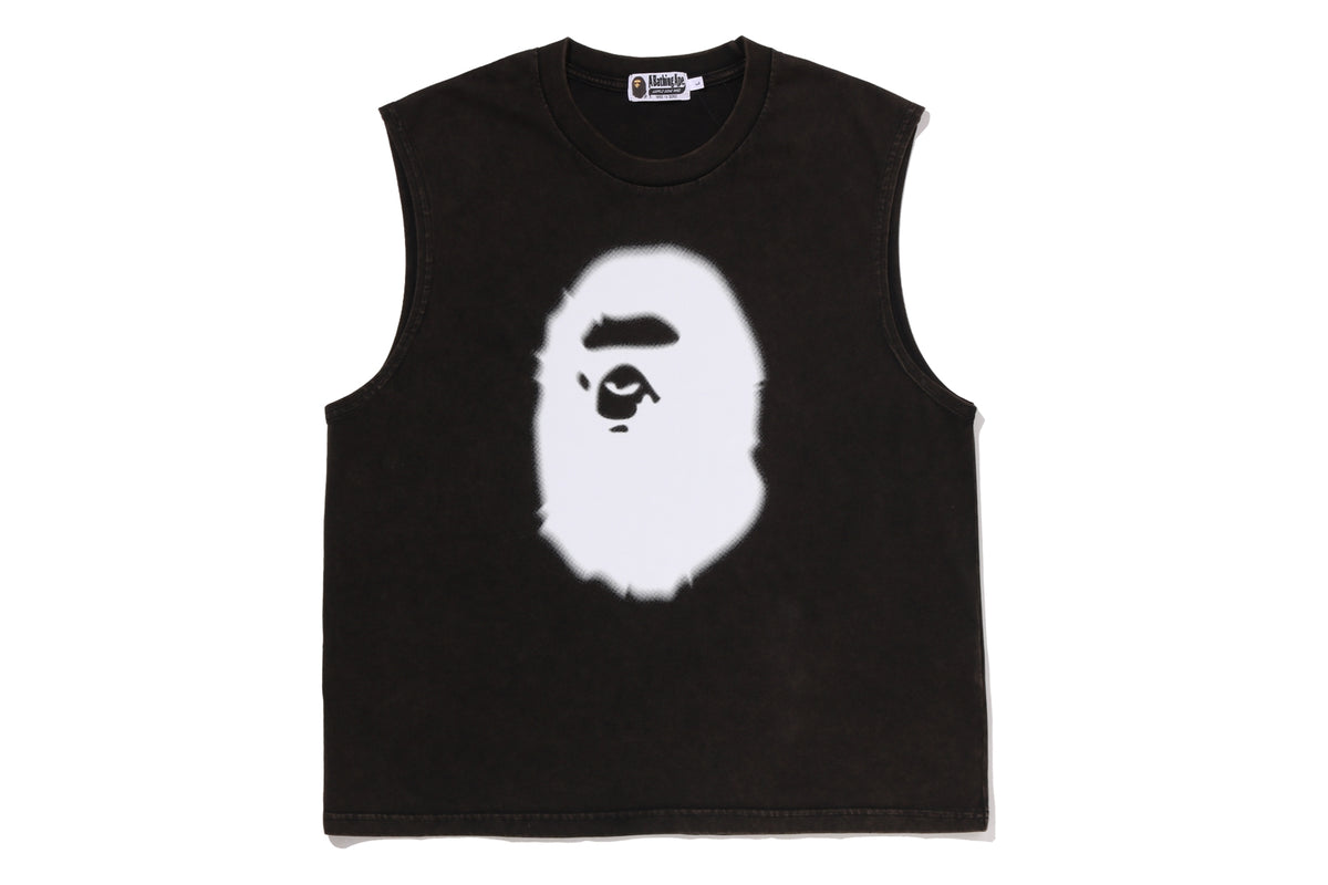 HEAVY WASH APE HEAD CROPPED FIT TANK TOP